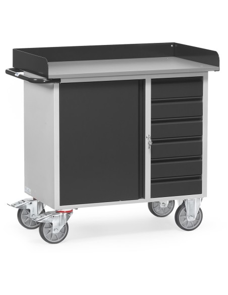 Servante d'atelier avec rebord en tôle d'acier