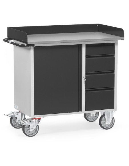 Servante d'atelier avec rebord en tôle d'acier