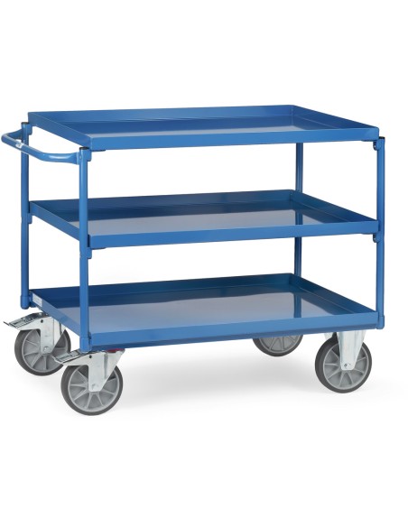 Chariot à plateaux tôlés avec rebord