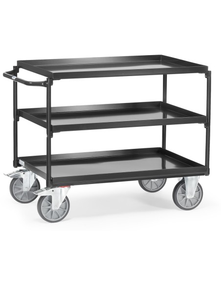 Chariot à plateaux tôlés avec rebord