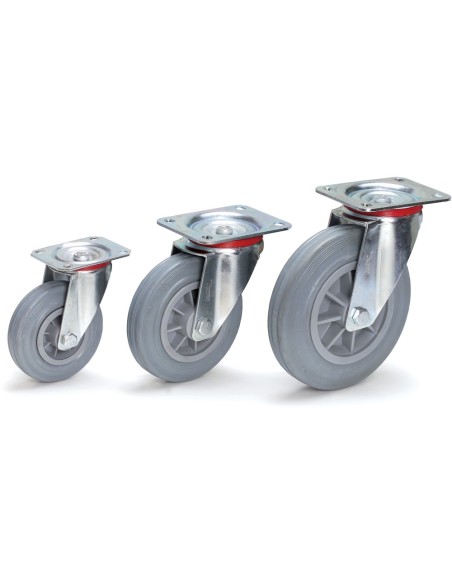 Roue pivotante à bandage caoutchouc bleu-gris