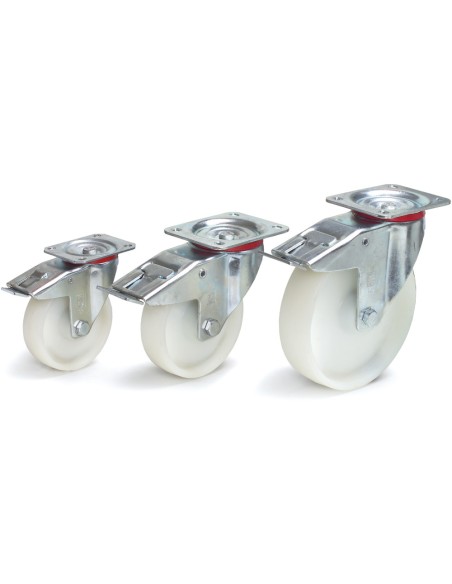 Roue pivotante avec frein en polyamide