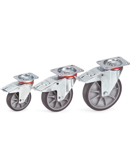 Roue pivotante avec frein à bandage TPE