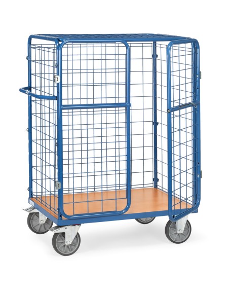 Chariot pour colis à portes battantes et toit