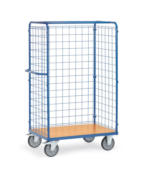 Chariot pour colis avec treillis métallique