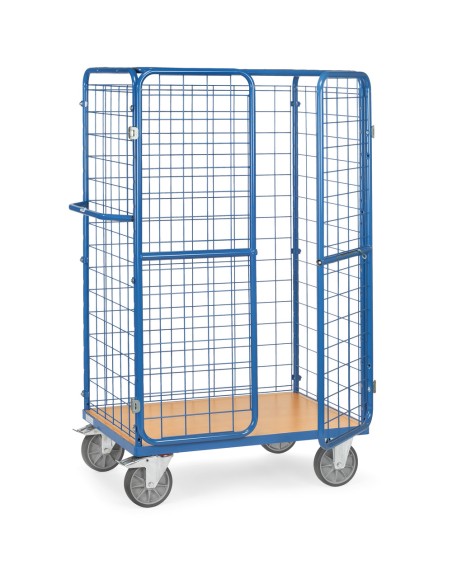 Chariot pour colis à portes battantes et toit