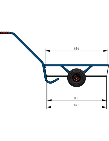 Char à bras léger 835 x 458 mm - Pneus gonflables