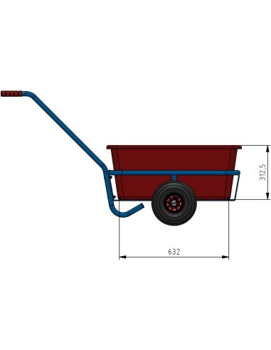 Char à bras léger 632 x 332 mm - Pneus gonflables