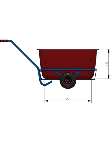 Char à bras léger 750 x 425 mm - Pneus gonflables