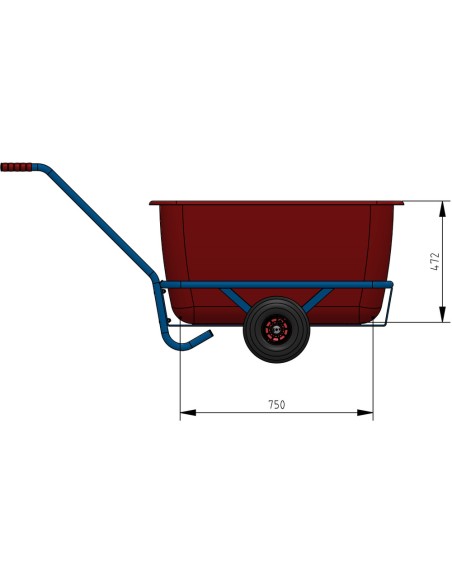 Char à bras léger 750 x 425 mm - Pneus gonflables