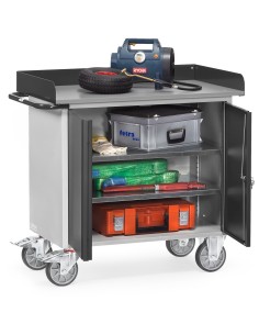 Servante d'atelier avec rebord en tôle d'acier 2