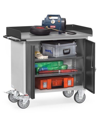 Servante d'atelier avec rebord en tôle d'acier