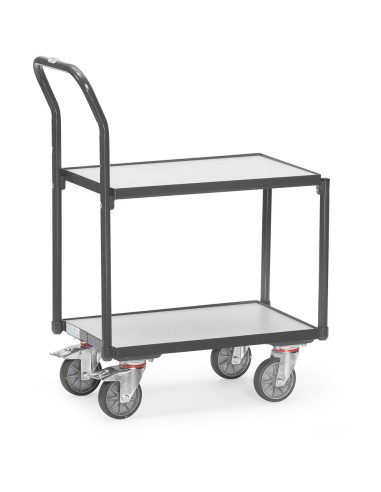 Rouleur de bacs ESD, 2 plateaux et dossier de poussée