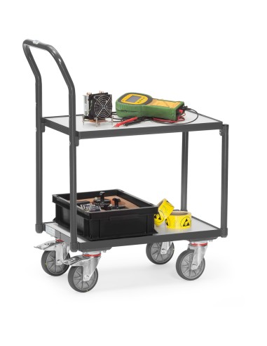 Rouleur de bacs ESD, 2 plateaux et dossier de poussée