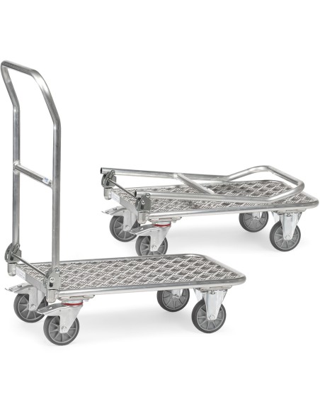 Chariot à dossier rabattable alu 900 x 600 mm