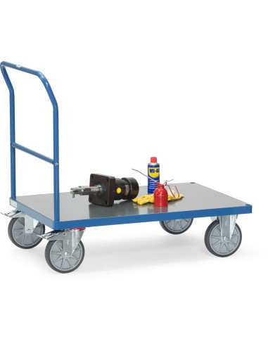 Chariot à dossier de poussée avec plateau en PVC 1000 x 600 mm