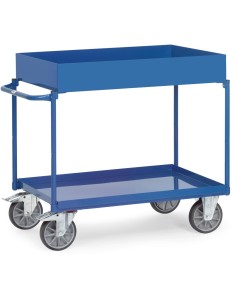 Chariot à plateaux tôlés avec rebord 850 x 500 mm