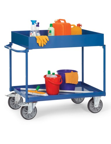 Chariot à plateaux tôlés avec rebord 850 x 500 mm