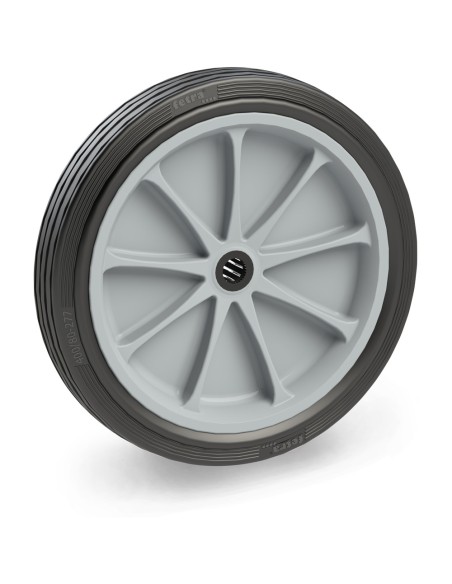 Roue à bandage caoutchouc jante grise