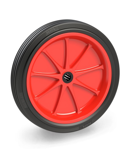 Roue à bandage caoutchouc jante rouge
