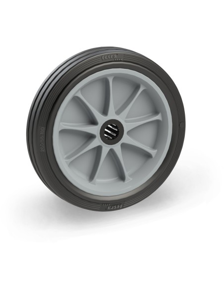 Roue à bandage caoutchouc jante grise