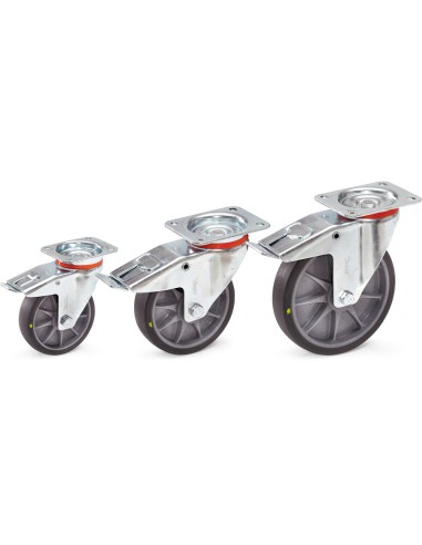 Roue pivotante avec frein TPE-ESD 125 x 32 mm