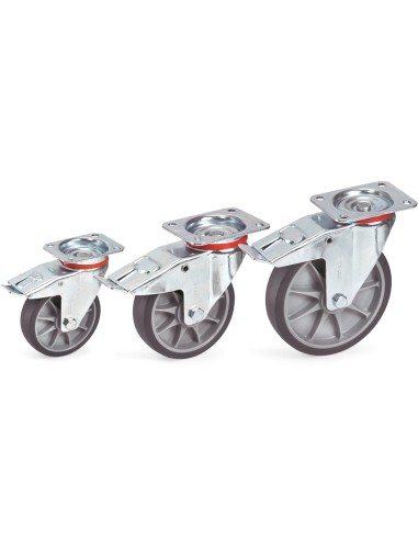 Roue pivotante avec frein à bandage TPE 200 x 40 mm