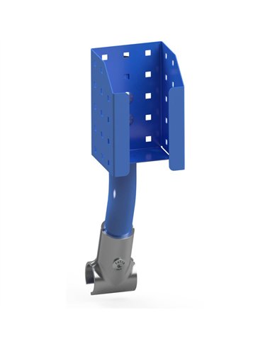 Support en tôle d’acier pour bouteilles de gel désinfectant, kit avec revêtement par poudre époxy bleu RAL 5007. Fixation modula