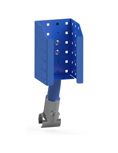 Support en tôle d’acier pour bouteilles de gel désinfectant, kit avec revêtement par poudre époxy bleu RAL 5007. Fixation modula