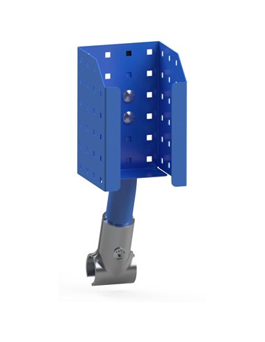 Support en tôle d’acier pour bouteilles de gel désinfectant, kit avec revêtement par poudre époxy bleu RAL 5007. Fixation modula