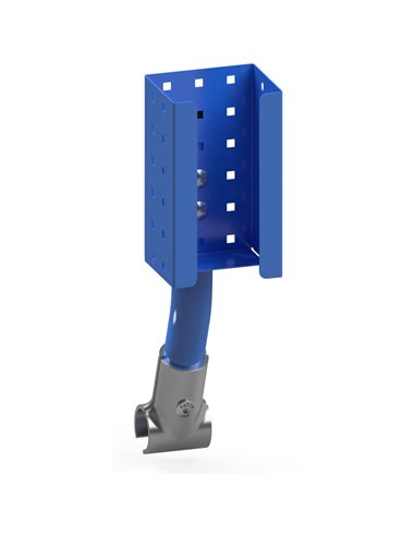 Support en tôle d’acier pour bouteilles de gel désinfectant, kit avec revêtement par poudre époxy bleu RAL 5007. Fixation modula