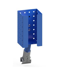 Support en tôle d’acier pour bouteilles de gel désinfectant, kit avec revêtement par poudre époxy bleu RAL 5007. Fixation modula