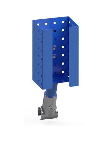 Support en tôle d’acier pour bouteilles de gel désinfectant, kit avec revêtement par poudre époxy bleu RAL 5007. Fixation modula