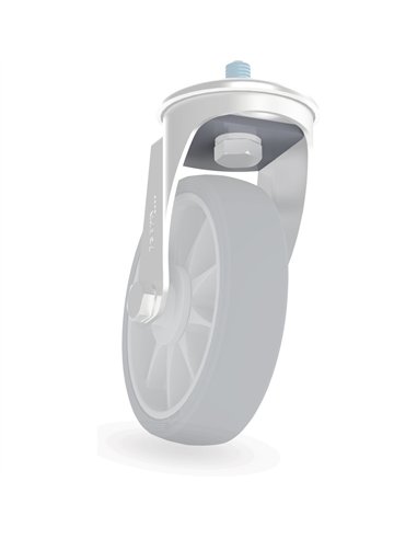 Fixation à insérer pour transformer les roues pivotantes en roues fixes. Montage ultérieur possible. Facilite le déplace-ment en