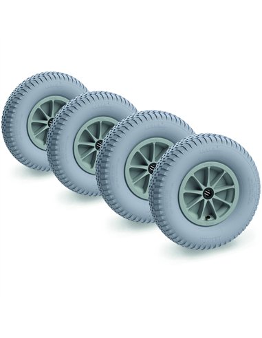 400 x 100 mm. A roues gonflables bleu gris. Pour chars à bras légers. 1 Set  4 pièces