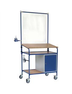 Ensemble mécano-soudé et boulonné, revêtement époxy bleu RAL 5007, dimensions écritoire (lxP): 1100 x 589 mm avec rebord, 1 plac