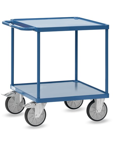 Système modulable: ensemble mécano-soudé, revêtement époxy RAL 5007, assemblé selon le principe des "inserts fetra". 2 plateaux 