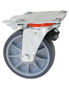 En remplacement d'une roue pivotante sur laquelle est fixé le TOTALSTOP-système de blocage centralisé. Armature en tôle d'acier 