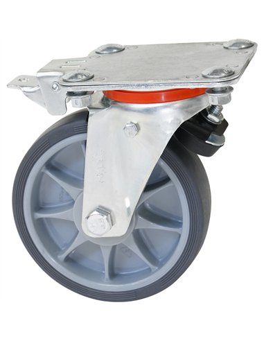 En remplacement d'une roue pivotante sur laquelle est fixé le TOTALSTOP-système de blocage centralisé. Armature en tôle d'acier 