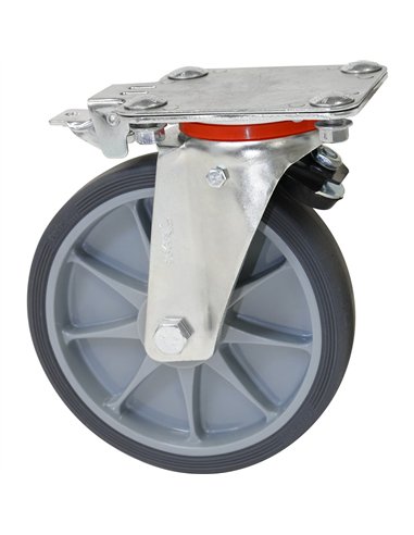 En remplacement d'une roue pivotante sur laquelle est fixé le TOTALSTOP-système de blocage centralisé. Armature en tôle d'acier 