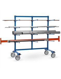 Ensemble mécano-soudé, revêtement époxy bleu RAL 5007. Système modulable pour éléments longs et stockage. Chariot complètement b 2