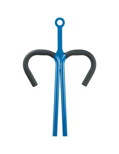 Ensemble mécano-soudé, revêtement époxy bleu RAL 5007. 4 inserts dans les angles, essieu sur rond à billes. Timon en triangle av 2