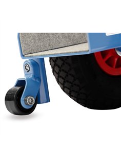 Construction en tôle d'acier, revêtement époxy bleu RAL 5007. Support en U recouvert de feutre de protection et dossier de pouss 2