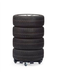 Rouleur astucieux pour le transport et le stockage de pneus. Prévu pour 8 pneus ou 4 roues complètes. Plateforme en fibre de ver 2