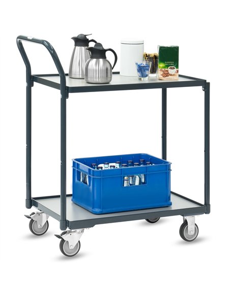 Servante 200 kg, 2 plateaux avec barres de poussée