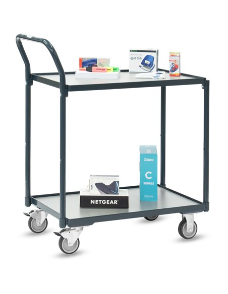 Servante 200 kg, 2 plateaux avec barres de poussée