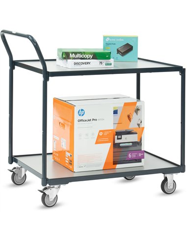 Servante 200 kg, 2 plateaux avec barres de poussée