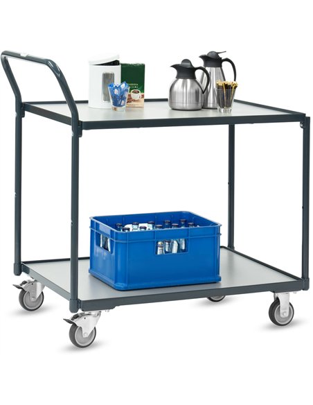 Servante 200 kg, 2 plateaux avec barres de poussée