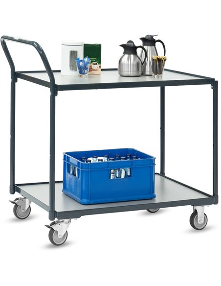 Servante 200 kg, 2 plateaux avec barres de poussée