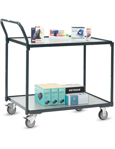 Servante 200 kg, 2 plateaux avec barres de poussée